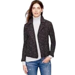 J Crew Boucle Motorcycle Textured Tweed Cropped Blazer Jacket Brass Zipper Sz 00